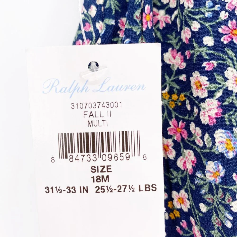 Ralph Lauren Navy Floral Girls One-Piece Romper